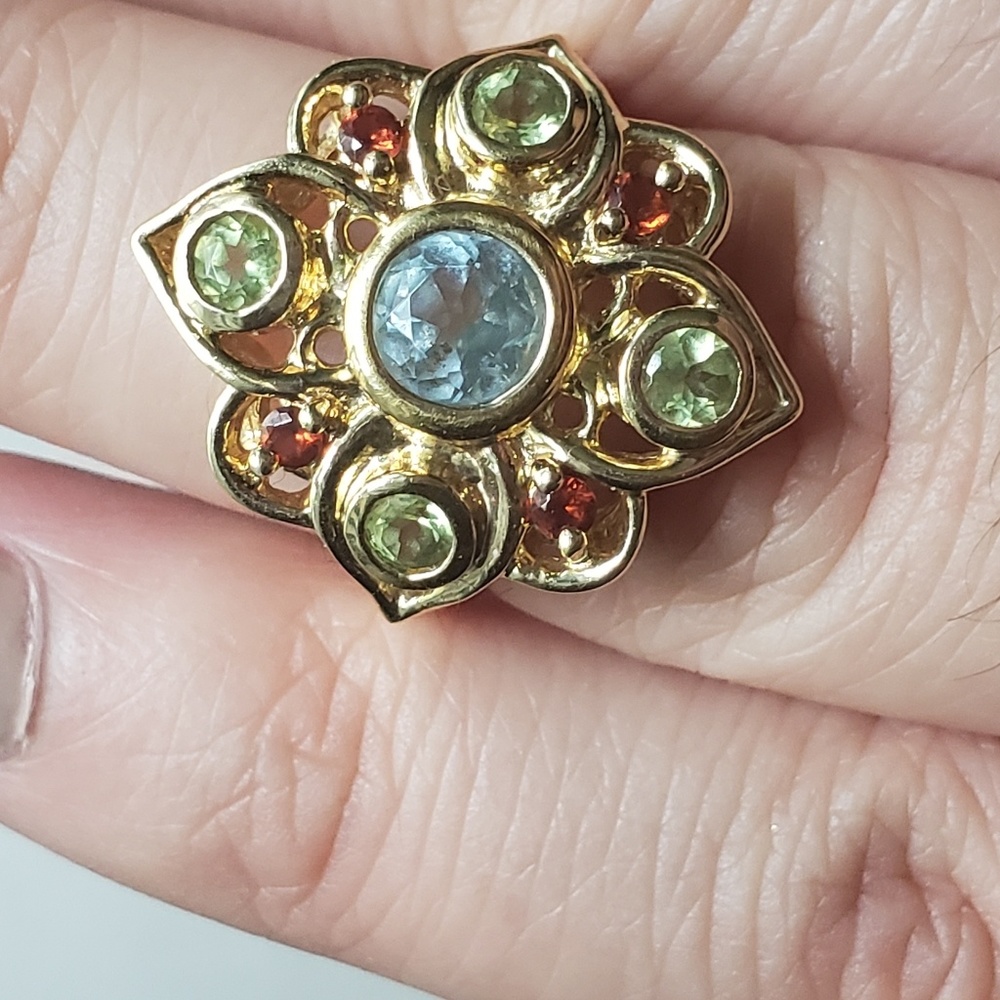 SILVER Ross Simons MULTI-GEM CLUSTER RING Sz5